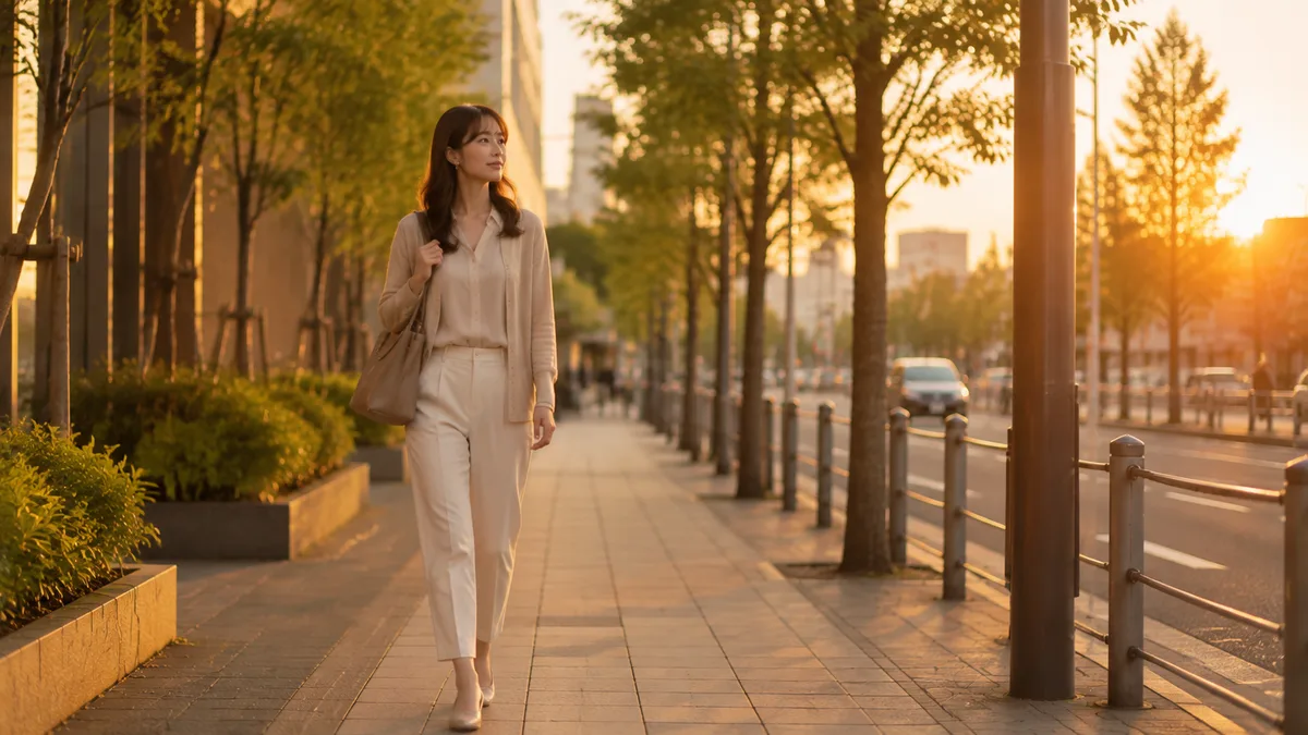 仕事ができない上司へのストレスから自分を守る方法を考えながら帰宅する社員の様子