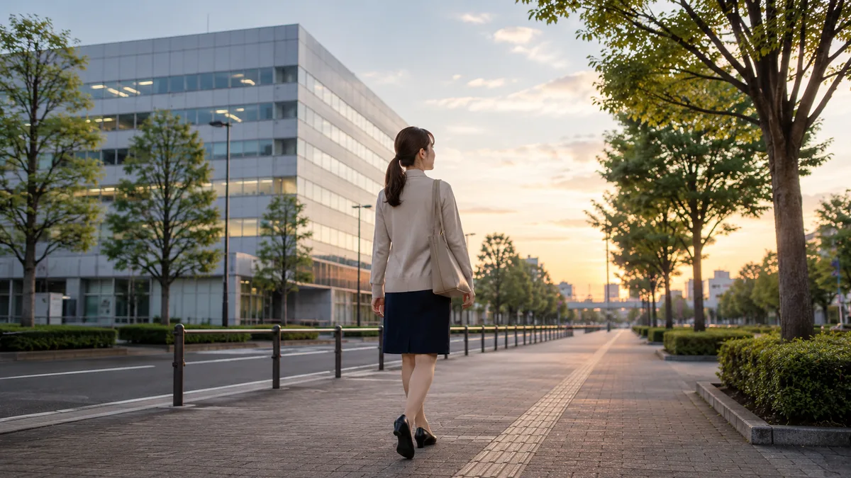仕事を取られた経験を整理し、自分の強みやこれからの働き方について前向きに考えている職場の女性