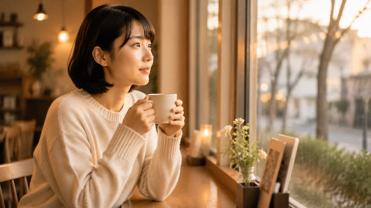 職場の悩みを抱えながら自分の気持ちを整理する女性の様子
